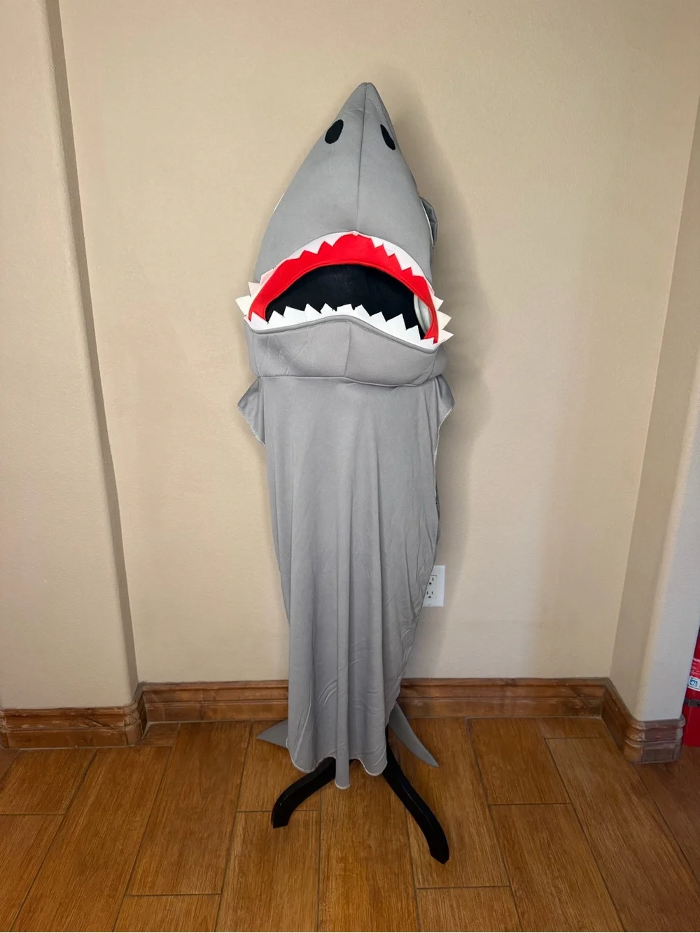 ADULT Gray Shark Costume with Red Mouth Trim one size.